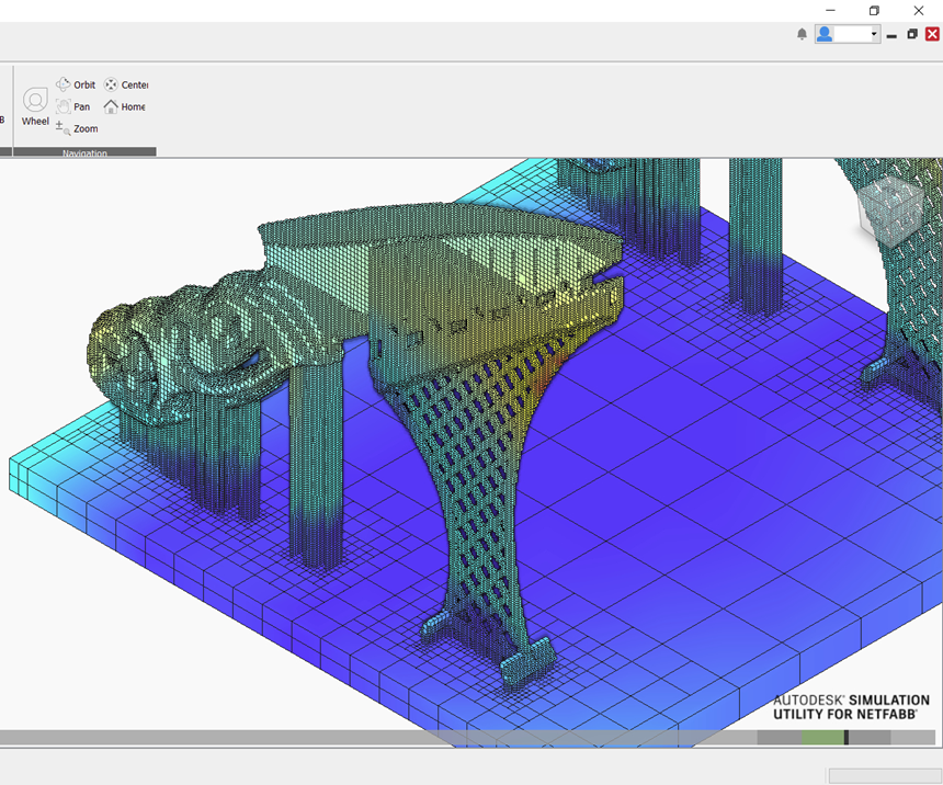 screenshot of 3D printed knives in Simulation Utility in Autodesk Netfabb
