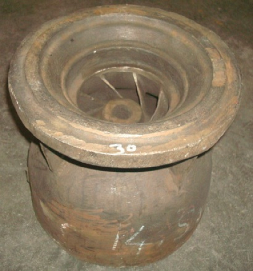 Pump bowl created via traditional metal casting