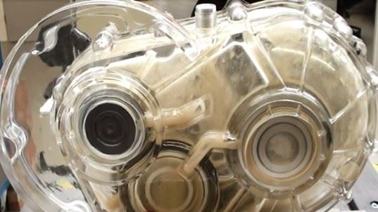 A combination of weight reduction and stiff gear shape shape achieved a more efficient transmission. Lubrication tests with RP plastic gear were then performed.