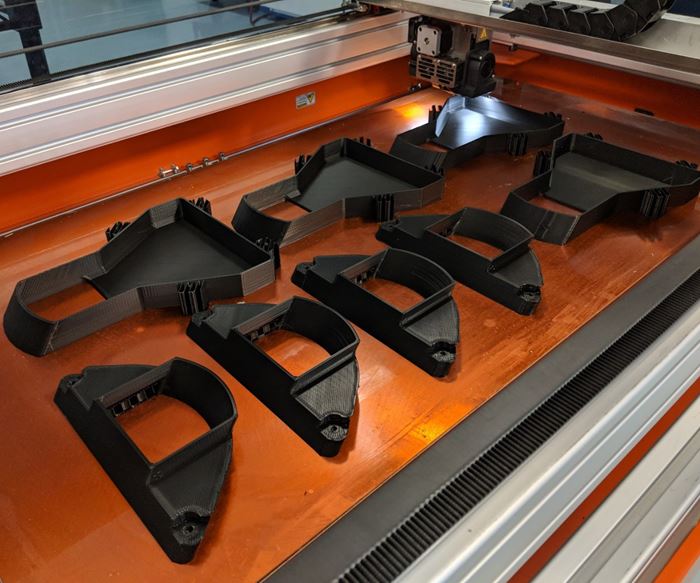 Parts being printed on Boyce Technologies’ Big Rep Studio System production 3d printer