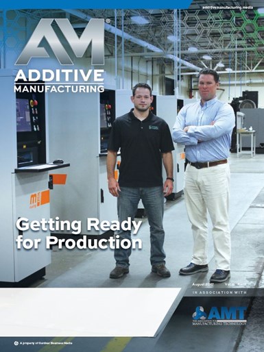 Chris Collins and Adam Clark of Tangible Solutions on the cover of Additive Manufacturing Magazine in August 2017
