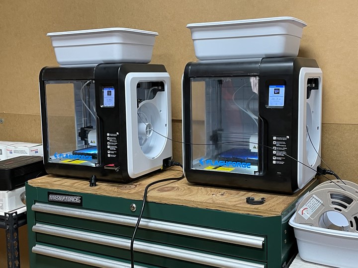 two FlashForge 3D printers