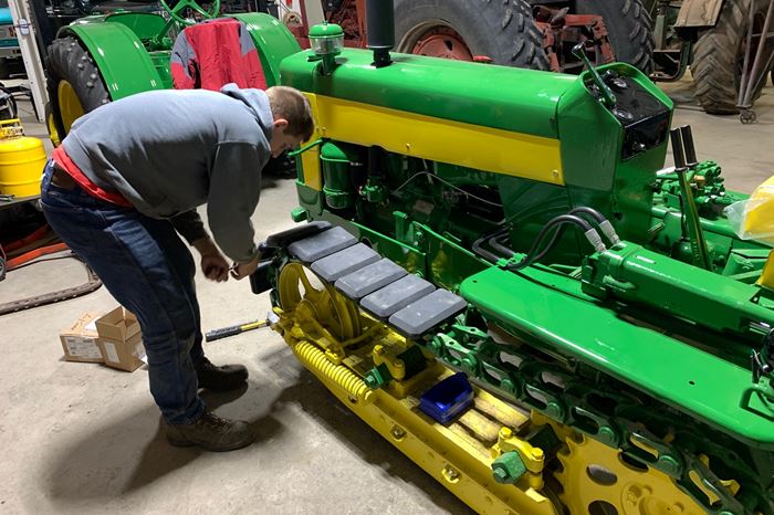 3d printed treads going onto a tractor