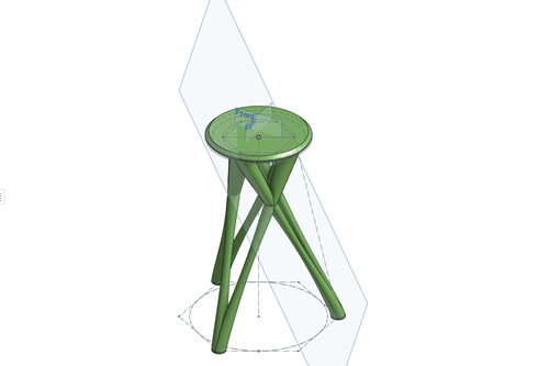 CAD and rendering of a 3D printed stool