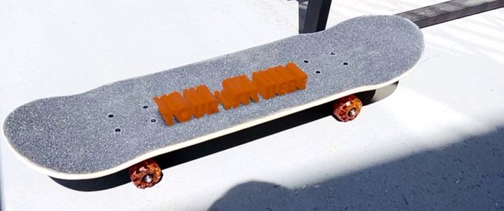 Massless prototype on a skateboard 
