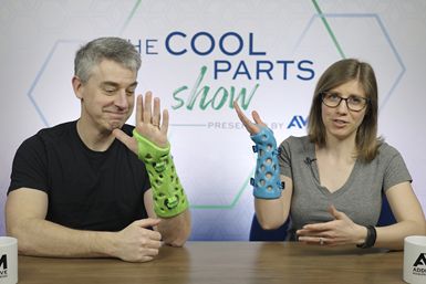 The Cool Parts Show hosts wearing ActivArmor casts