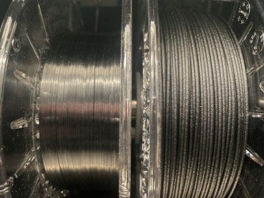 spools of carbon fiber tape and chopped fiber-reinforced filament