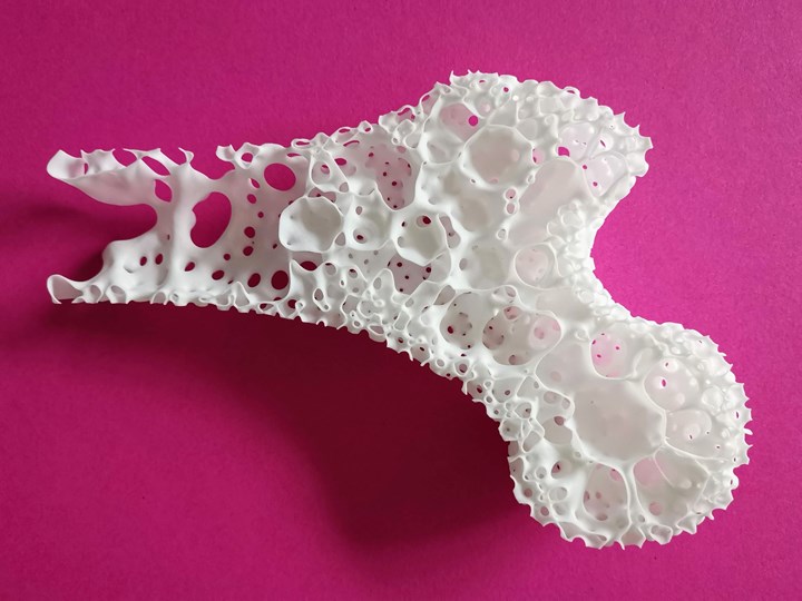 interior of a 3D printed bone made from spherene metamaterial