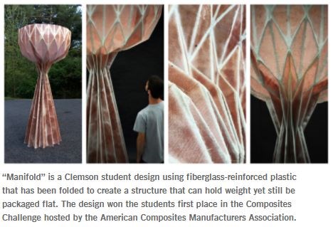 MANIFOLD project Clemson University winner 2017 ACMA Architectural Division Composites in Architecture Design Challenge