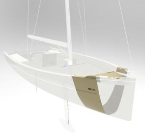 Hull and deck cross-section of 3D printed composite racing sailboat by Livrea Yacht