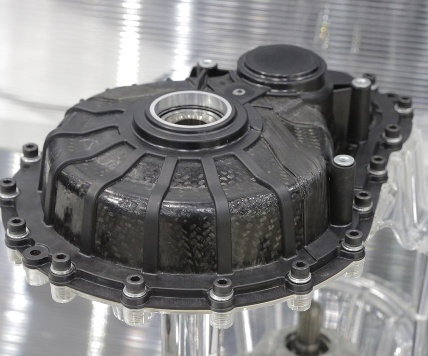 thermoplastic composite gearbox housing for electric vehicle