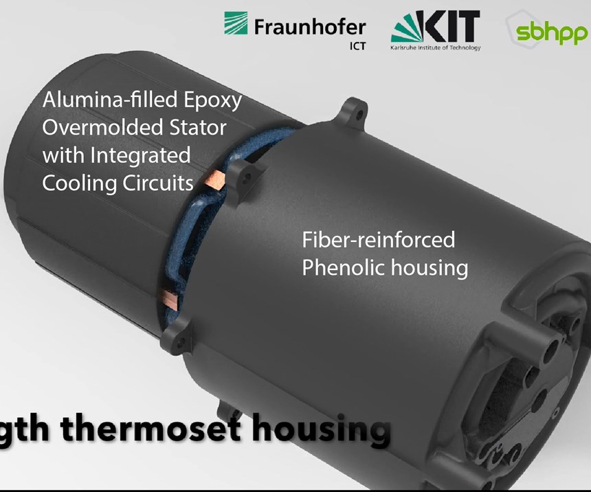 Fiber-reinforced phenolic housing for DEmiL EV motor