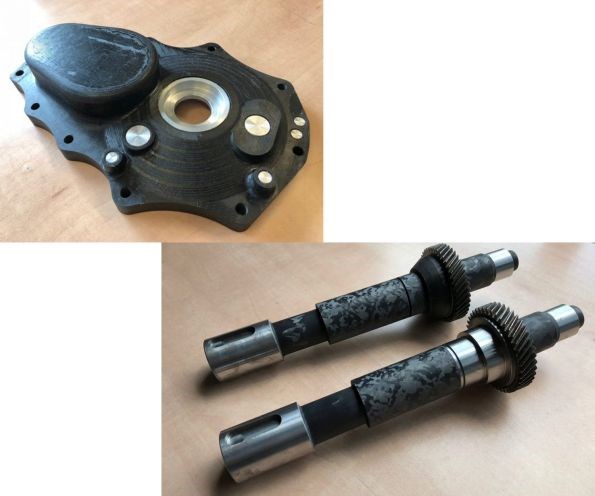 CompoTech EV hybrid metal/composite gearbox and gear shafts for reduced weight and noise