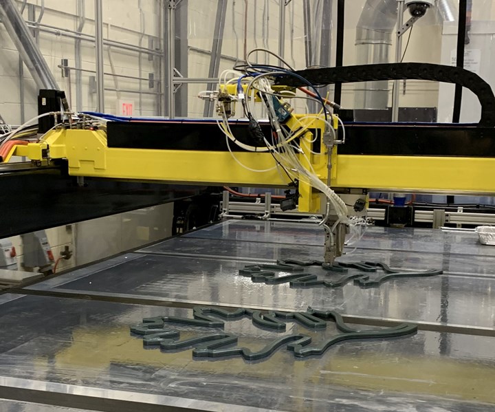 Reactive Additive Manufacturing RAM machine 3D prints large-scale thermoset composites