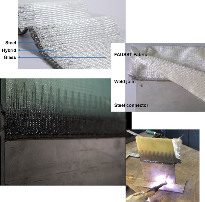 FAUSST hybrid fabric for welded steel-FRP joint