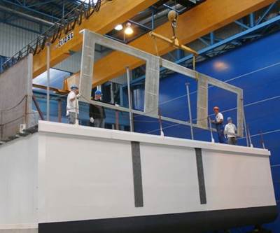 Composite deck reduces river ship draft