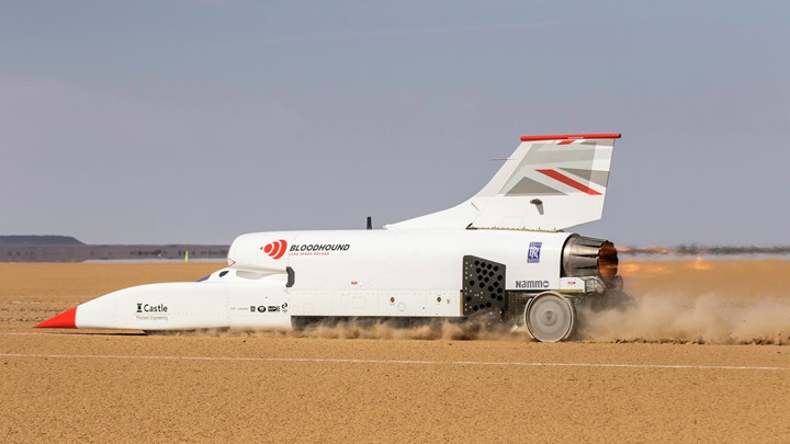 Bloodhound LSR during test run in South Africa.