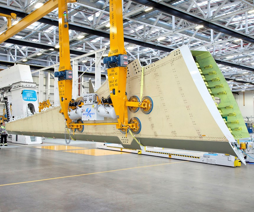 Airbus A220 wing at Bombardier Belfast facility