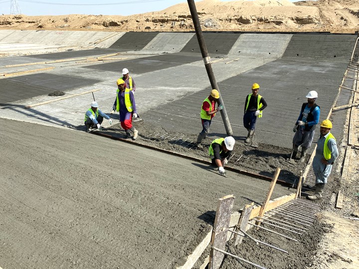 concrete poured on top of GFRP rebar