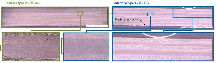 Micrographs of ISW trials for STELIA Aerospace showing high-quality weld interface and failure in the substrate