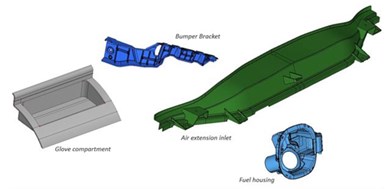 REVALUE project automotive parts made with recycled carbon fiber