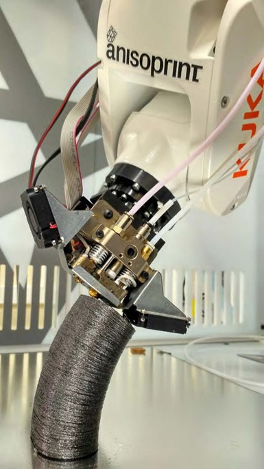 Anisoprint 3D print head on a Kuka robot