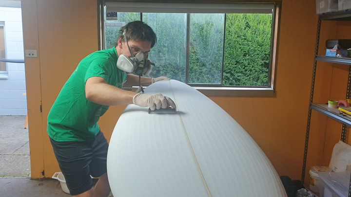 recycled carbon fiber surfboard