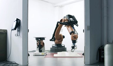 KUKA robotic arm on Moi Composites Continuous Fiber Manufacturing 3D printer