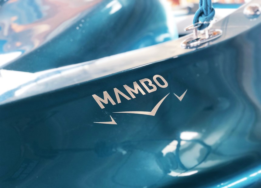 close-up of finished MAMBO 3D-printed fiberglass boat
