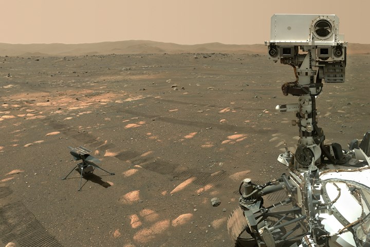 NASA’s Perseverance Mars rover took a selfie with the Ingenuity helicopter.
