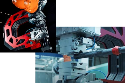 Robotic injection molding for functionalized composites