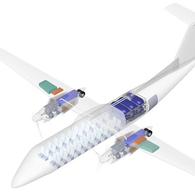 rendering of regional aircraft retrofit for hydrogen proplusion