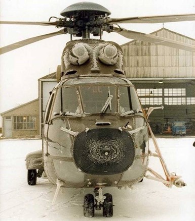 helicopter with ice