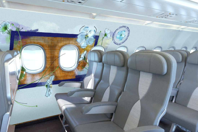 Aeroflax application on aerospace cabin interiors.