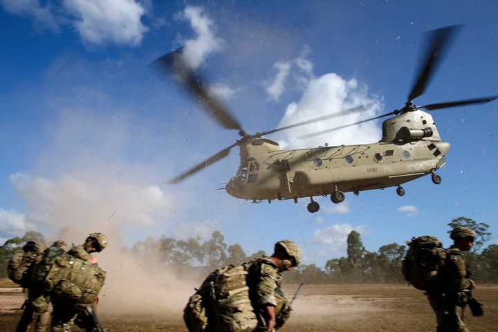 CH-47 Chinook helicopter.