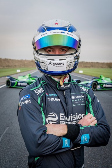 Formula E driver suit made with Teijinconex neo aramid fiber. 