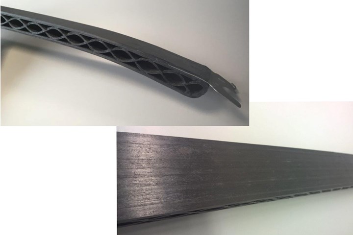 composite roof frame made with AFP and 3D printed composite core