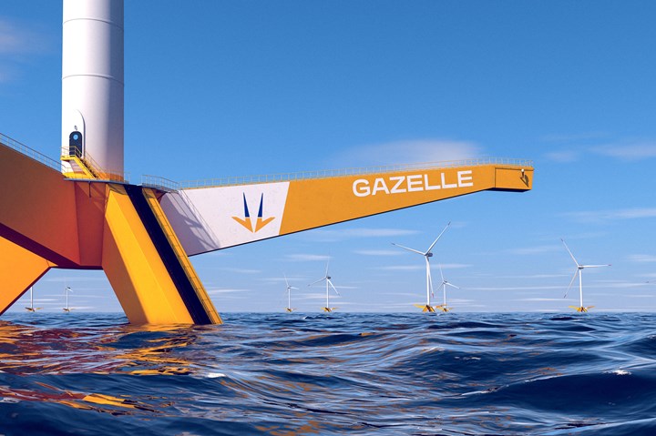 Gazelle Wind Power floating wind platform illustration.