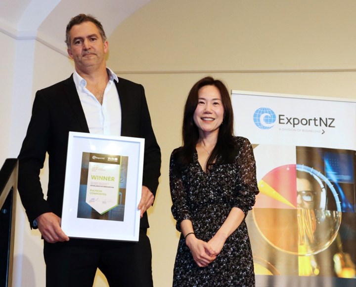 Pultron CEO, Jasper Holdsworth is presented with the Excellence in Innovation Award.