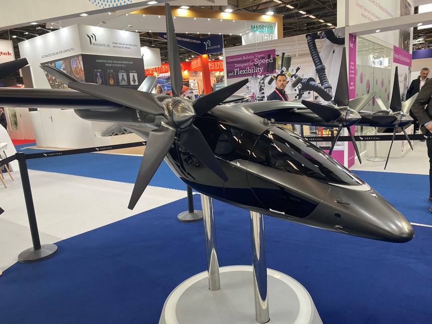 Vertical Aerospace air taxi model at Solvay JEC World booth