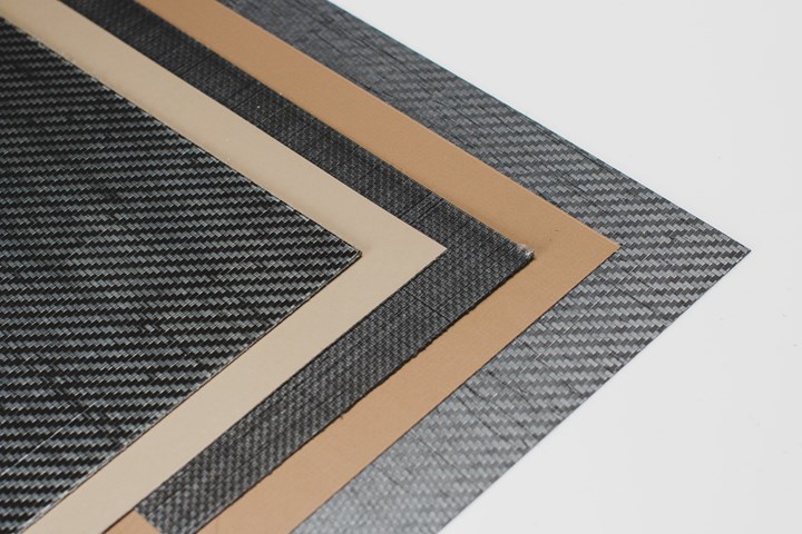 Tegris thermoplastic composite fabric samples.