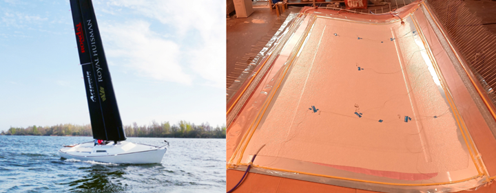 Automated, mold-less composite wing sail for yacht.
