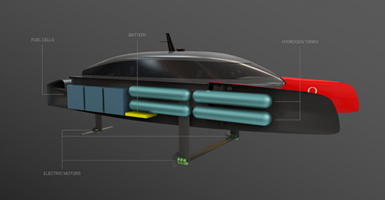 diagram of hydrogen-powered foiling catamaran Chase Zero