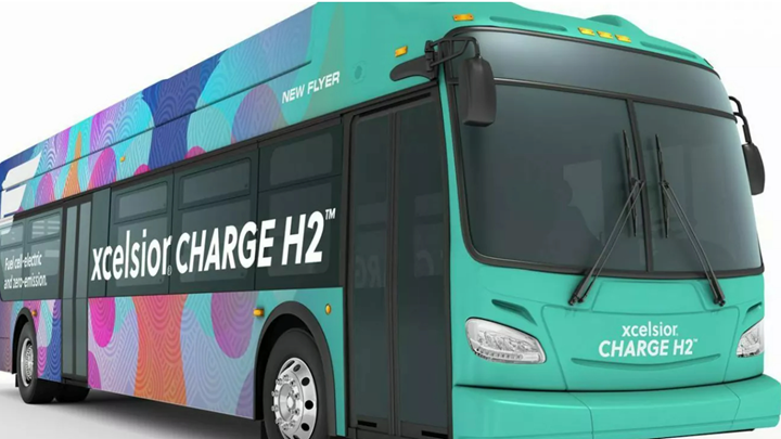 Xcelsior Charge H2 hydrogen fuel cell electric transit bus.