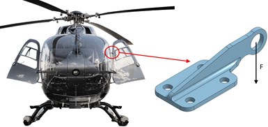 metal helicopter door hinge as benchmark for 3D-printed CFRTP design