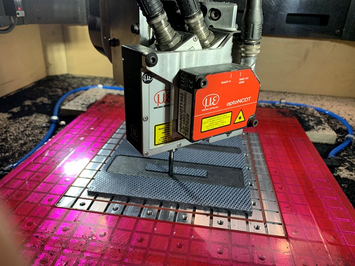 thermoplastic composite is milled into steps by repair robot