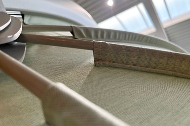 Close-up of parasol pultruded fiberglass rods.