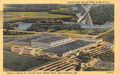 postcard of the Glenn L. Martin Aircraft factory