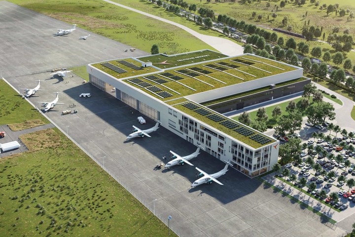 Rendering of the new facility in Leipzig/Halle Airport. 