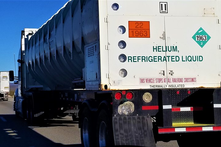Back of a truck that is carrying liquid helium